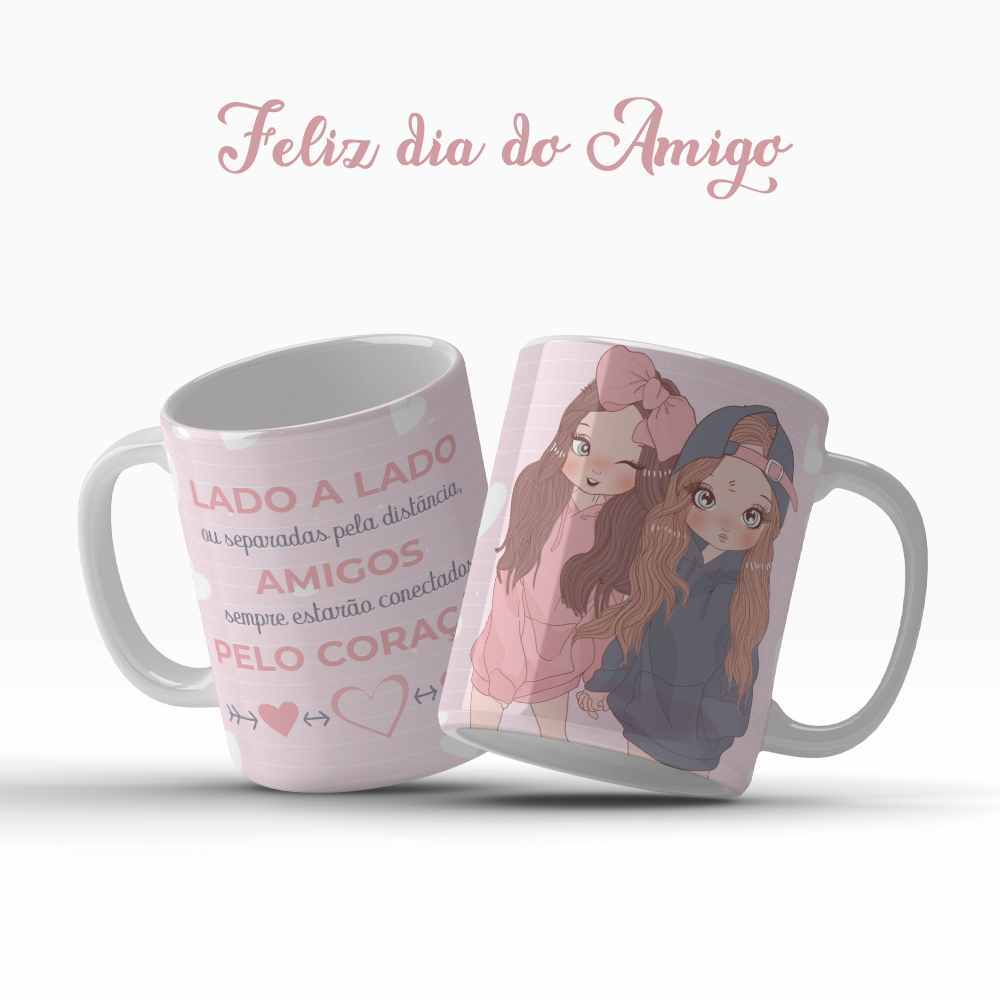 Caneca Dia Do Amigo Amizade Lado A Lado Amigos Pelo Coração Best Friends Presente OFERTA RELAMPÂGO