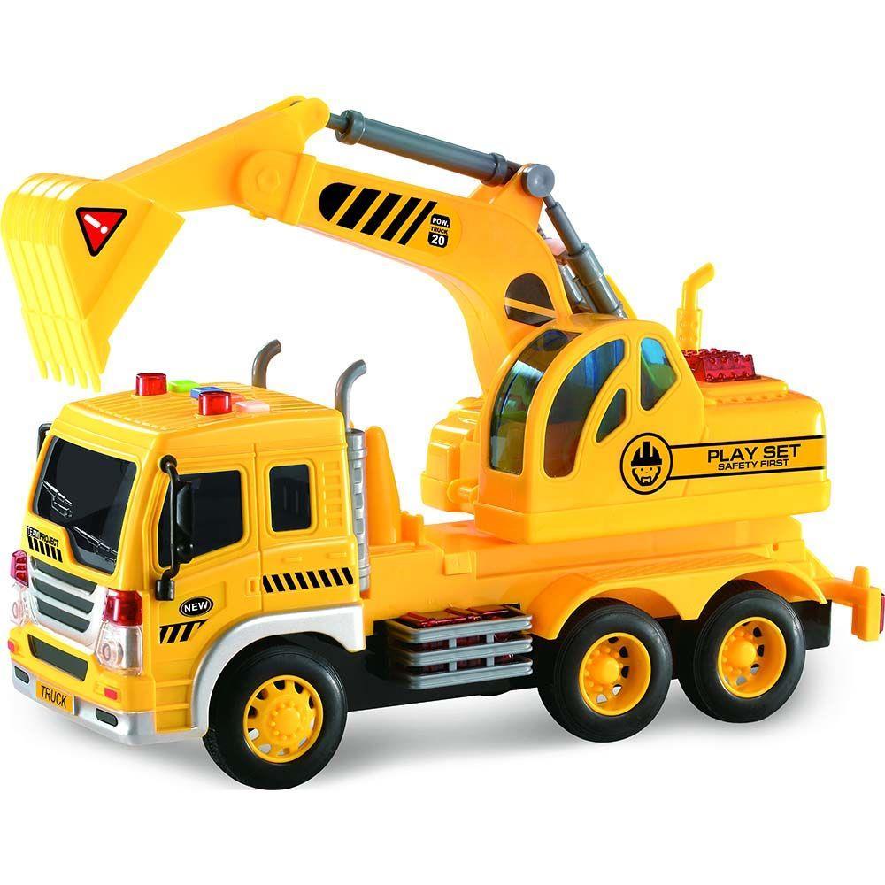 Caminhão Truck Escavadeira Construção com Luz e Som 1:16 - Shiny Toys em Oferta na Shopee