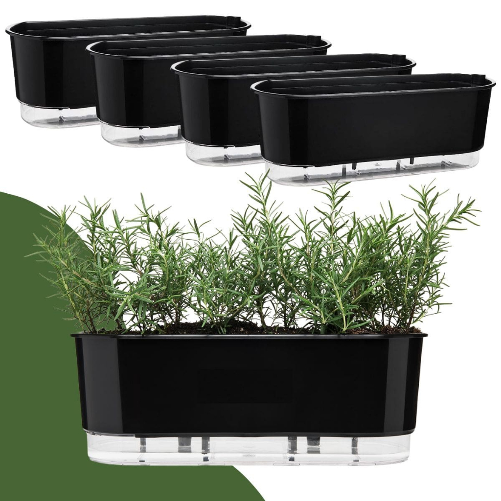 5 Jardineira Autoirrigável Vaso Raiz Grande 5 Litros Para Horta e Jardim Colorido Drenos e Reservatório Auto Irrigável