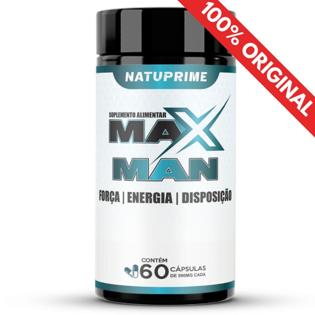 Max Man 60 Cápsulas 500mg Força Energia e Disposição - ENVIO IMEDIATO