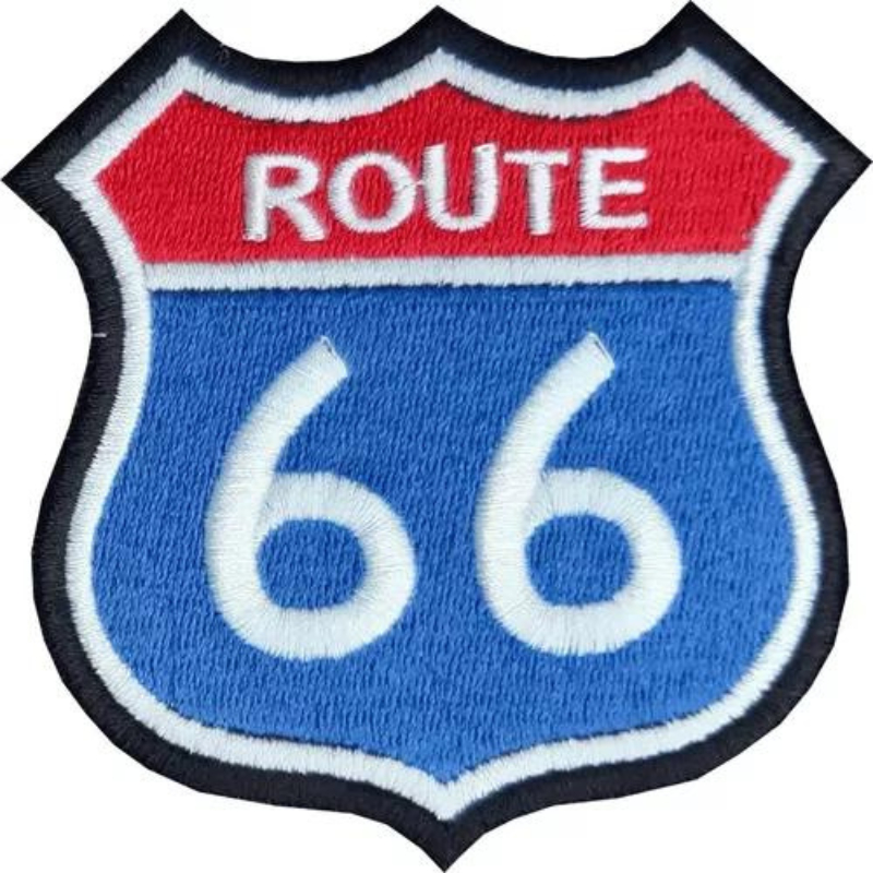 Patch Bordado Rota 66 Route 66 Motoqueiro Colete 8,5x8,5 Rt4 Motociclista Moto Mochila Colete Bolsa Casaco