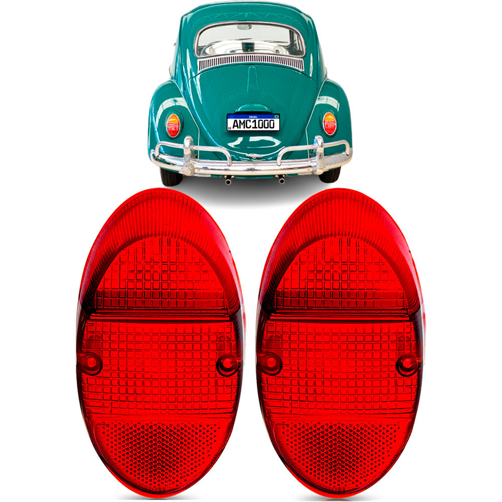 Par Lentes Lanterna Traseira Fusca Fusquinha 1200 1300 Rubi