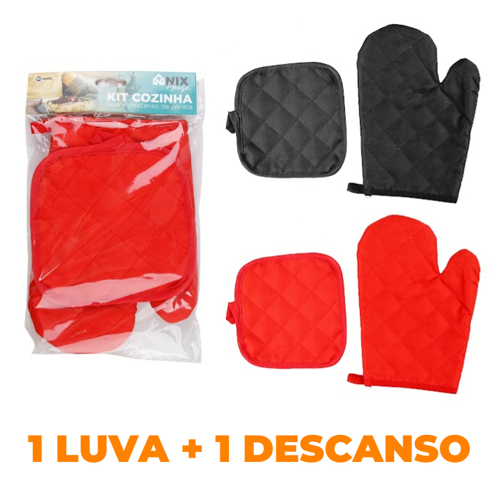 Kit 2 Peças Luva Térmica Forno e Descanso de Panela Protege Altas Temperaturas em Oferta na Shopee