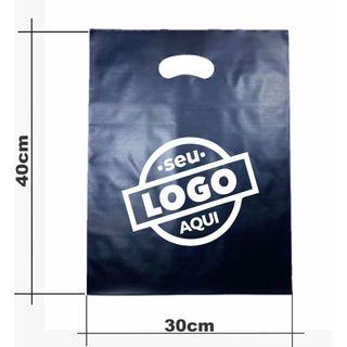 Sacolas Plásticas Personalizadas COM O SEU LOGO, boca vazada, boca de palhaço 100 UNIDADES em Oferta na Shopee