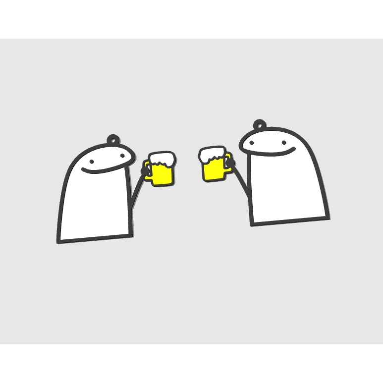 [O MAIS VENDIDO+ENVIO RÁPIDO!] Par de Chaveiros Meme Flork Breja / Beer / Gelada / Gole / Cer ve ja - 3D