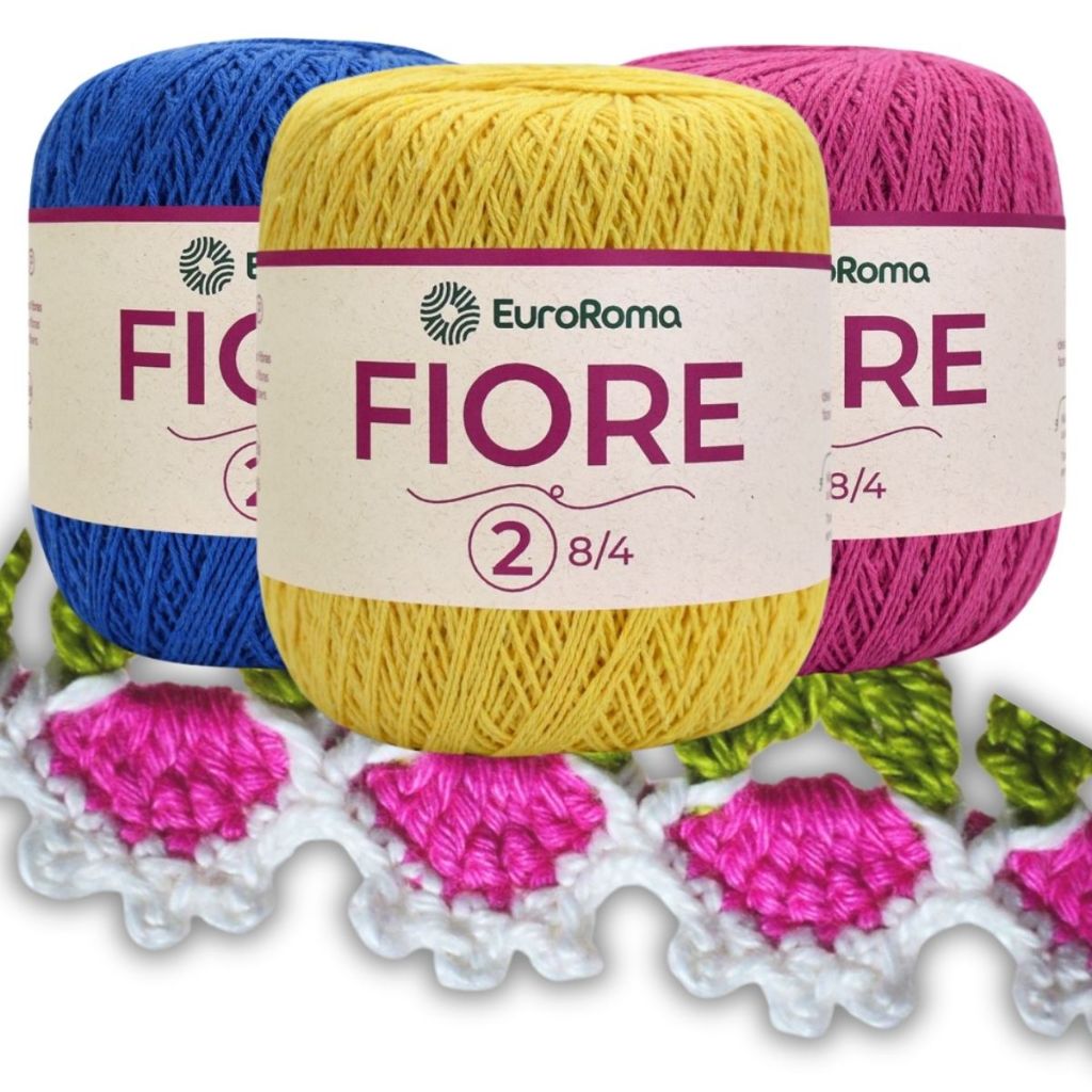 Imagem Kit Linha Fiore Euroroma Crochê Tricô Biquini Artesanato Barradinho Vestuário Pano de Prato