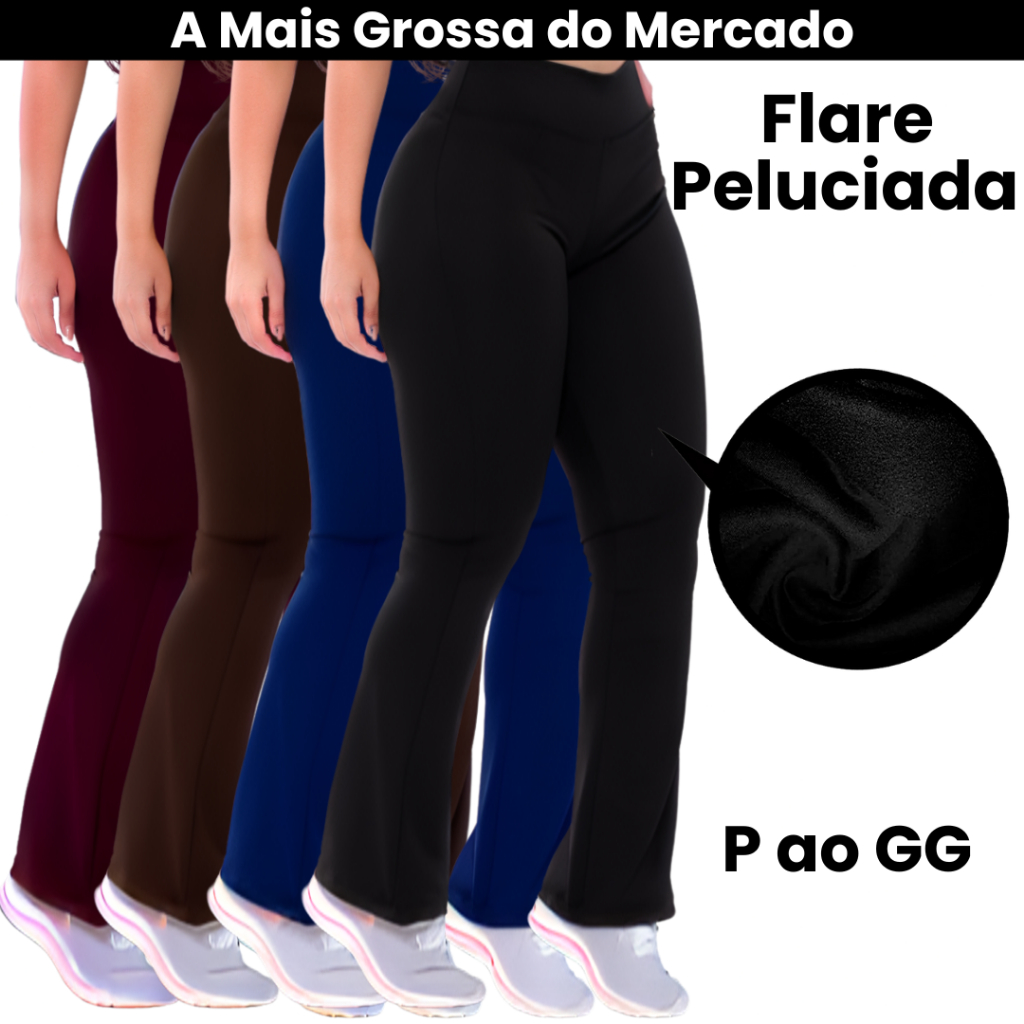 Calça Flare Bailarina Peluciada Cintura Alta Forrada Flanelada Grossa Boca de Sino Suplex em Oferta na Shopee
