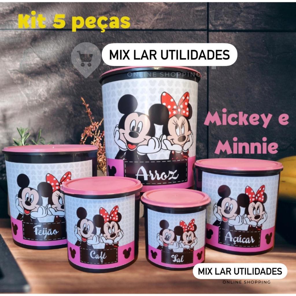 Kit Mantimentos 5 peças Mickey e Minnie Apaixonados - Organização de alimentos
