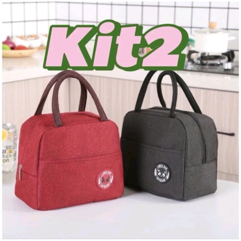 Kit 2 Bolsas Térmicas Portátil de Mão Marmita Viagem Necessaire Lancheira Térmica Infantil