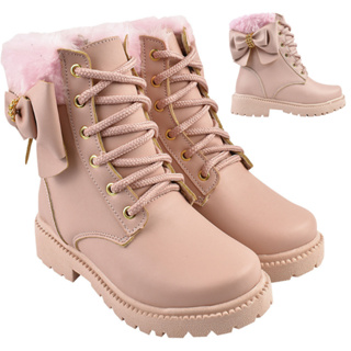 Bota Infantil Feminina com Laço em Napa Confortável e Solado Tratorado em Oferta na Shopee
