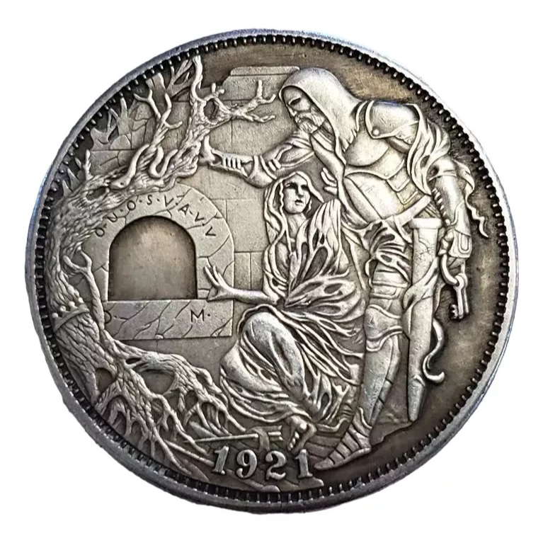 moeda hobo níquel 1 dólar - 1921 - Santo Graal espada- arte romana - cópia para colecionadores