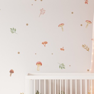 Adesivos de Parede Cogumelos e Folhas Aquarela em Oferta na Shopee