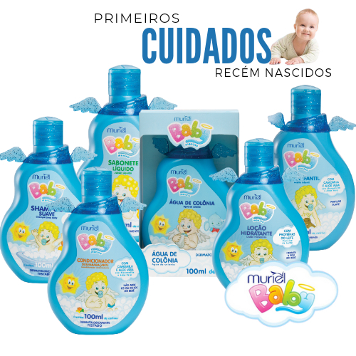 kit Shampoo + Condicionador + sabonete Líquido + colônia + Hidratante + Óleo Infantil - Muriel Baby Menino 100ml