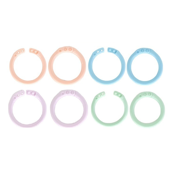 Pacote Com 25 Argolas Articulada em Plástico 2,2cm (22mm) Color Candy Para Encadernação/ Scrapbook/ Álbuns/ Cadernos/ Fichários/ Blocos de Notas