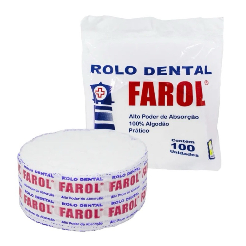 Rolete de Algodão Dental Farol 100% Fibra de Algodão Rolo top