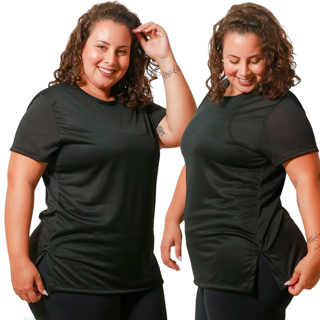 Blusa Dry fit Plus Size Feminina Roupa de Academia Até o G5 Tapa Bumbum Para Treino Curve em Oferta na Shopee