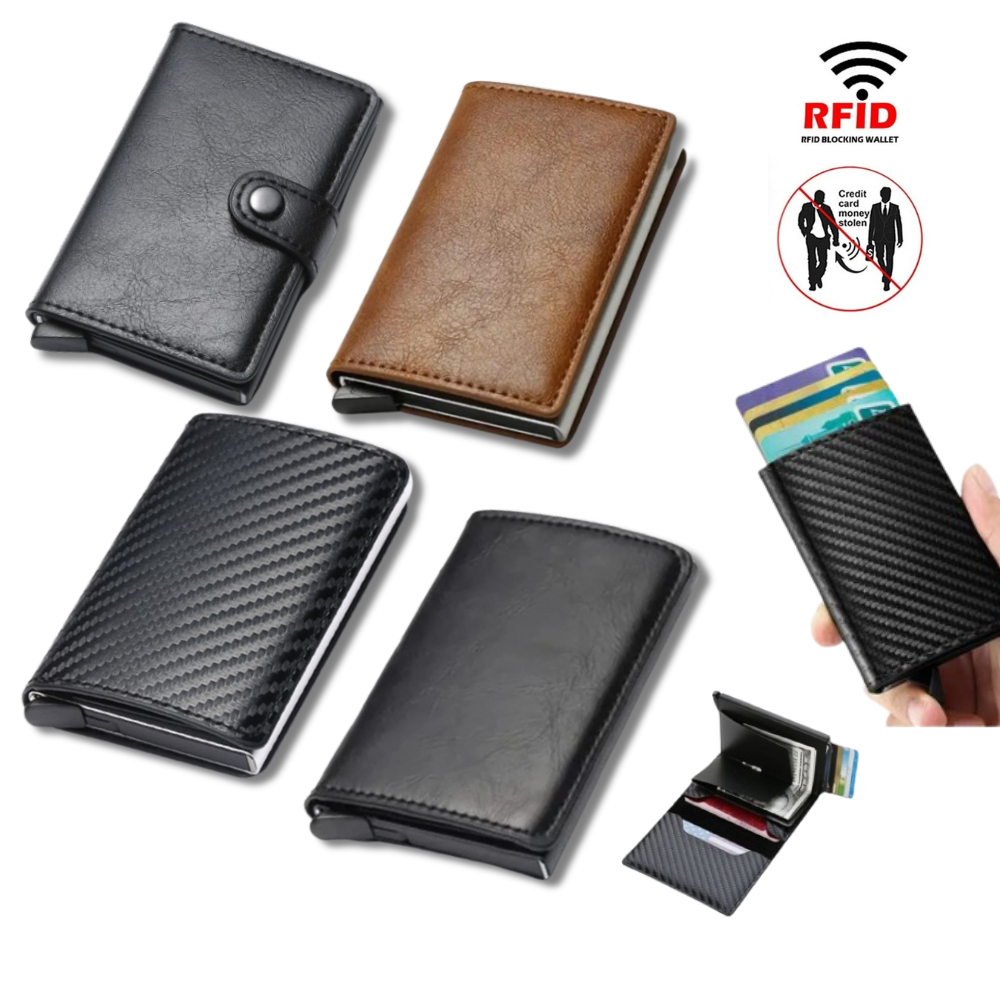 Carteira Fibra De Carbono Anti Furto Porta-Cartões Masculina Slim Preta em Oferta na Shopee