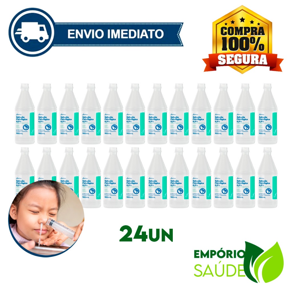 Kit C/24 Soros Fisiológicos Farmax 0,9% 500ml Lavagem Nasal Envio Imediato