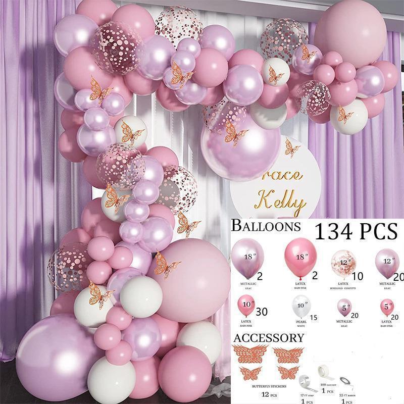 Kit 134 peças Balões 10" 12" 18" Roxo rosa fosco Balão Para Festas e Aniversários em Oferta na Shopee