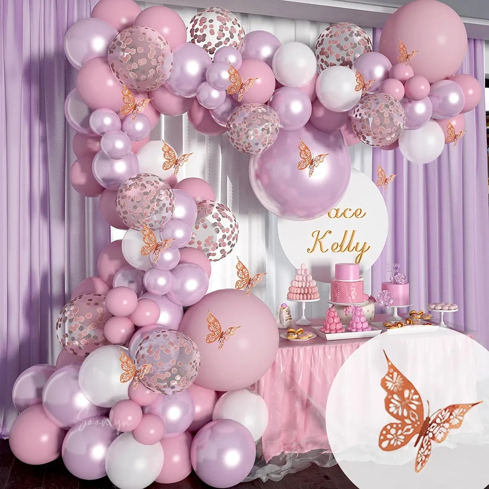 Kit 134peças Balões 10" 12" 18" Roxo rosa fosco Balão Para Festas e Aniversários em Oferta na Shopee