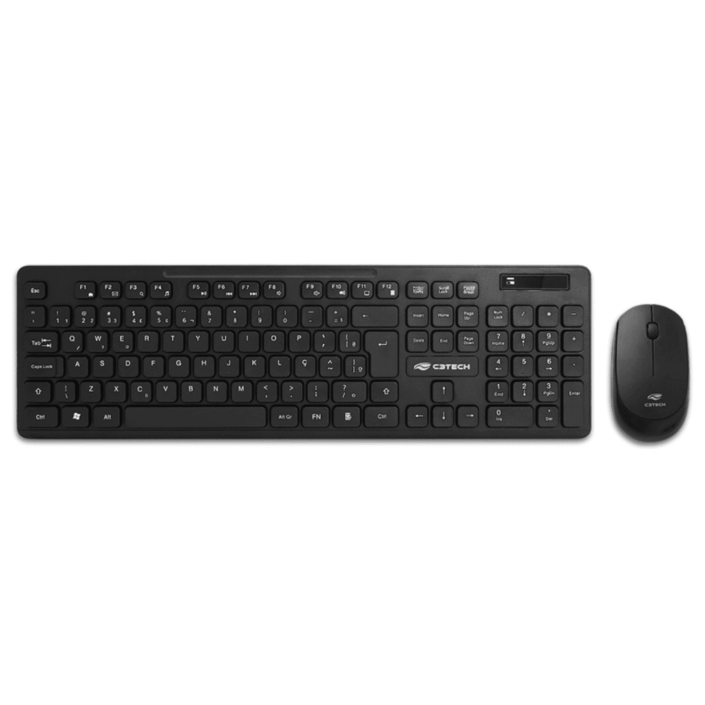 Kit Teclado e Mouse Wireless Sem Fio 2.4Ghz Receptor USB Multimídia Slim Preto para PC e Notebook