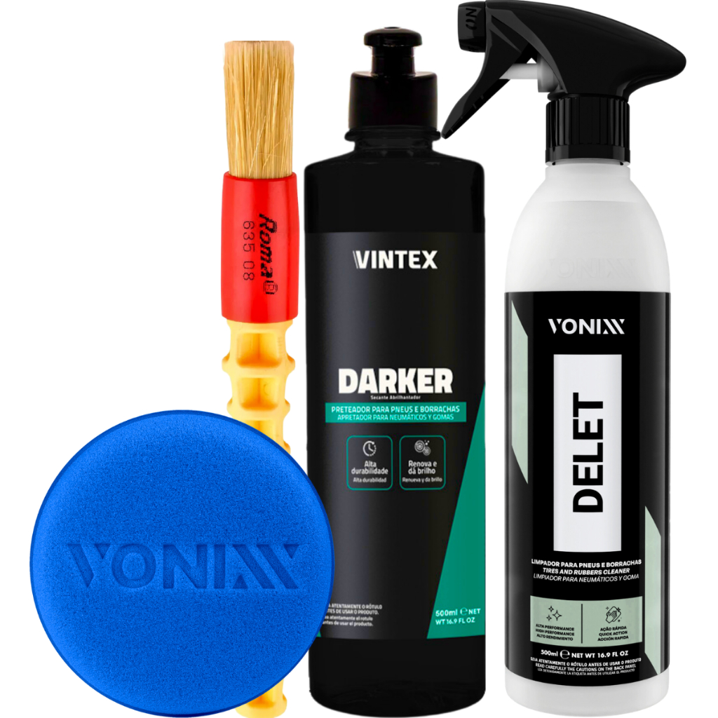 Kit Limpador e Revitalizador para Pneus Darker Delet Pincel
