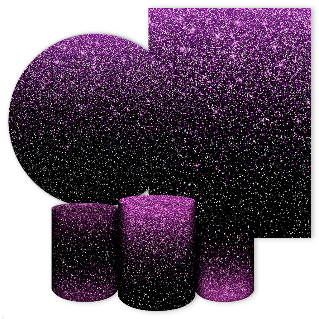 Kit 5 peças  Capa Painel + Capa Retangular + Trio Cilindros para Festa Tema Glitter (EFEITO GLITTER FEITO EM SUBLIMAÇÃO)