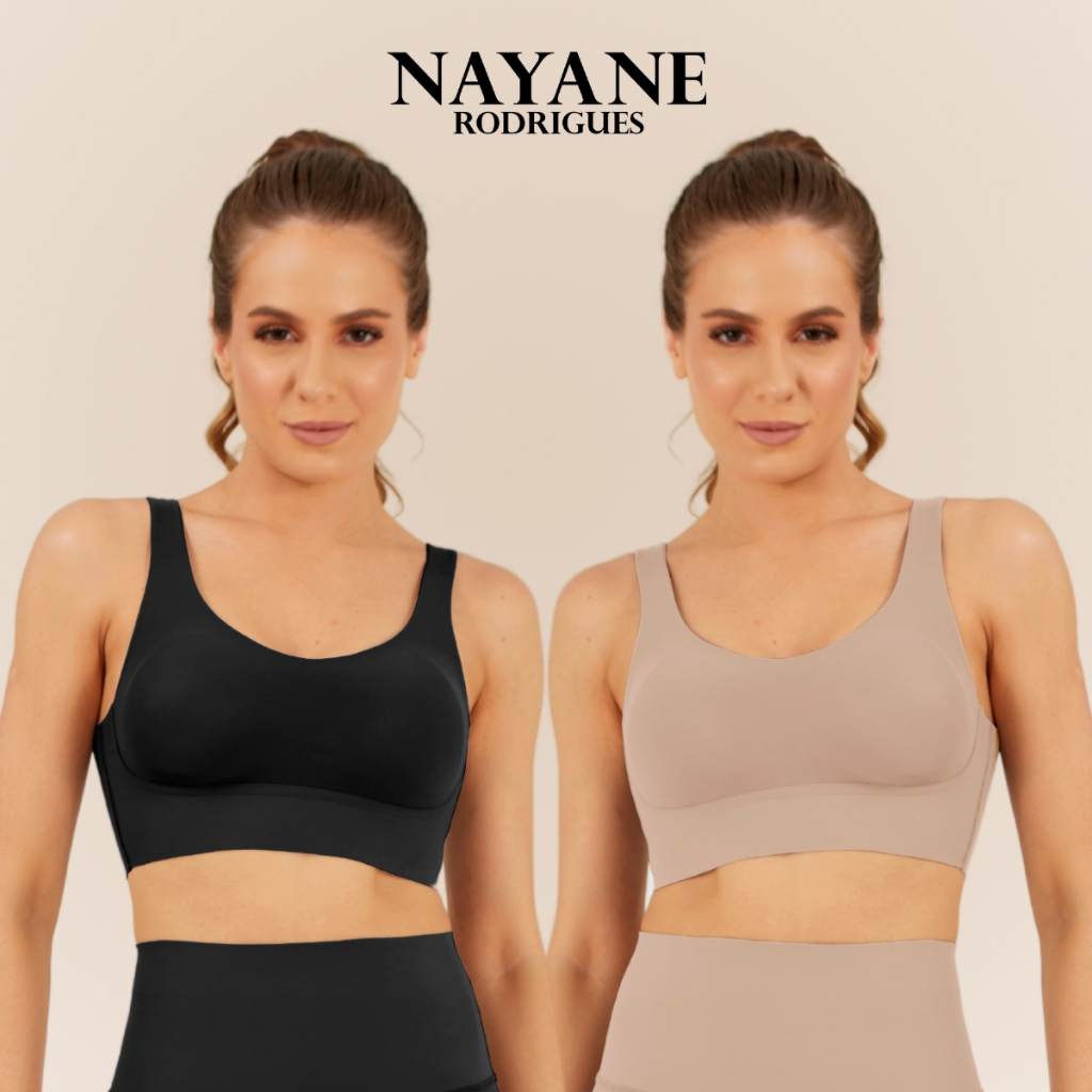 Sutiã Top Regata com Bojo Removível Corte a Laser Efeito Invisível Fit Alça Larga Nayane Rodrigues - Women Clothes
