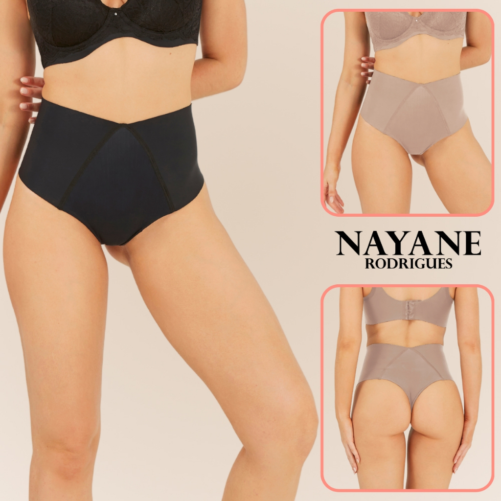 Calcinha Fio Dental Duplo Cintura Alta Efeito Invisível Fit Modeladora Confortável Nayane Rodrigues