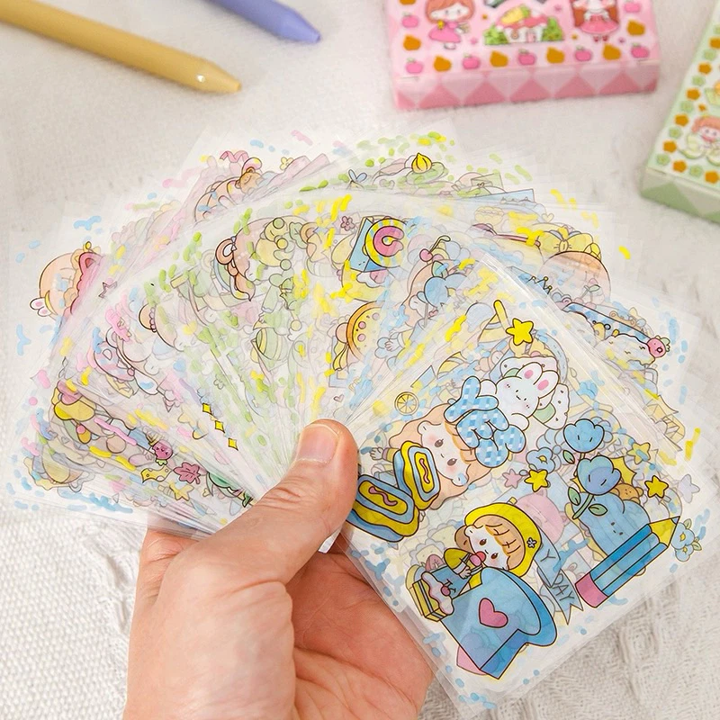 Cartelas de 50/100 adesivos fofos kawaii impermeável para scrapbook/garrafas/diário