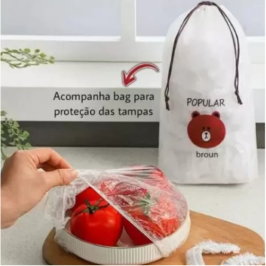 Tampas De Plástico Descartável Com 100 Peças Para Alimento