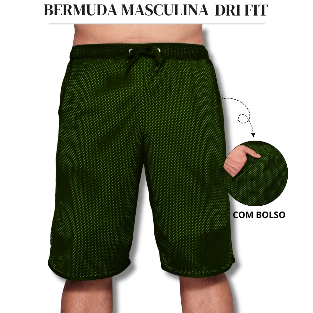 Bermuda Masculina Dri-fit Com Elastico Conforto No Dia