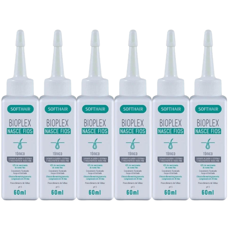 Tônico Bioplex Nasce Fios 60ml SoftHair 6 Unidades