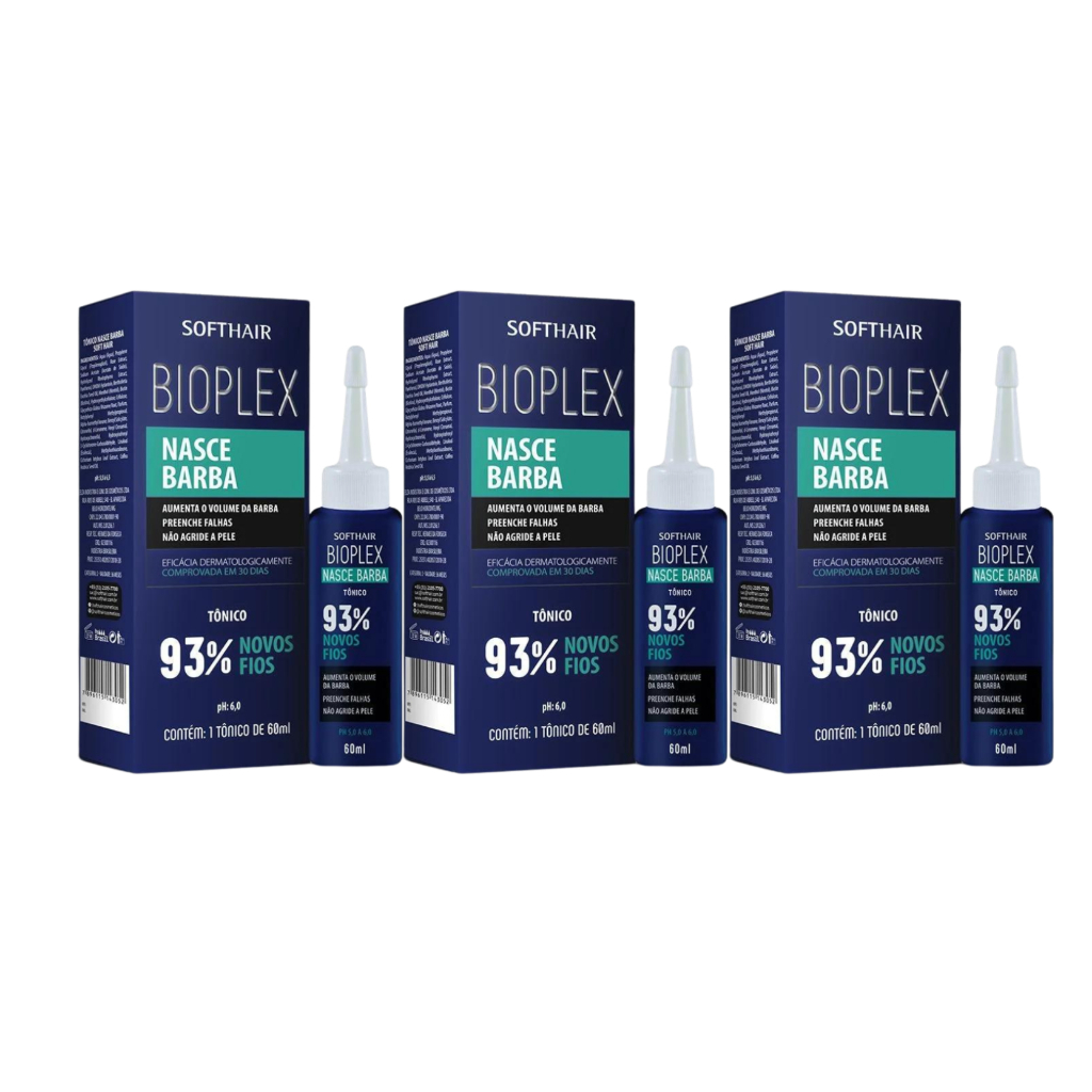 Tônico Nasce Barba Bioplex 60ml SoftHair 3 Unidades