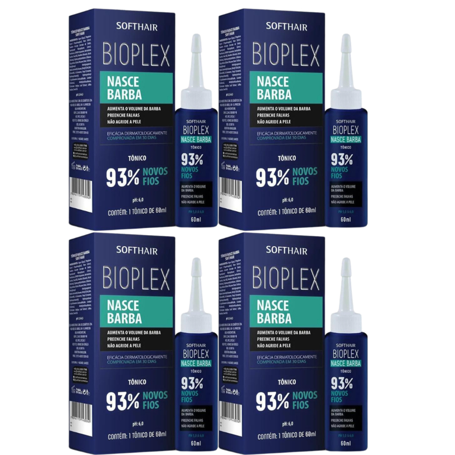 Tônico Nasce Barba Bioplex 60ml SoftHair 4 Unidades