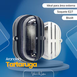 Kit com 6 Luminárias arandelas Tartaruga Lente em Vidro plástico Preta OU Branca Meia Tela arandela