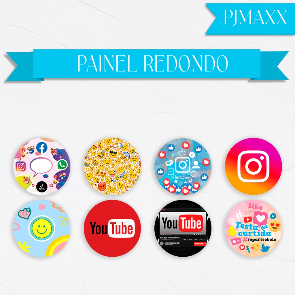 Capa Para Painel Redondo Tema Festa Da Curtida Instagram Youtube Decoração Elegante Malha Sublimada em Oferta na Shopee