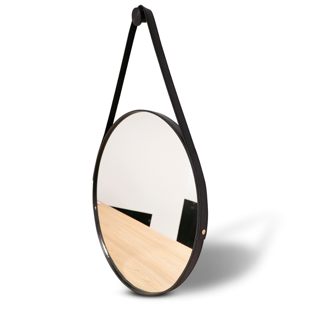 Espelho De Parede Decorativo 40cm C/ Costura Adnet Redondo Supenso Alça Sala Quarto Banheiro Suporte em Oferta na Shopee