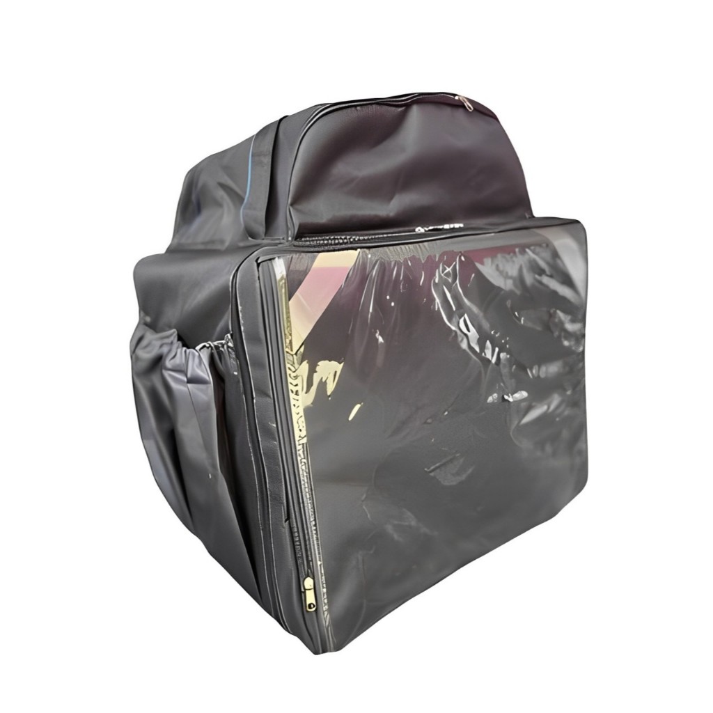 Mochila Bag Térmica Bolsa Motoboy Entrega Pizza Lanches 45l PRETA capa e com isopor laminado em Oferta na Shopee