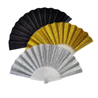 Leque De Mão Super Brilho Glitter Show Festivais Festas Decoração em Oferta na Shopee