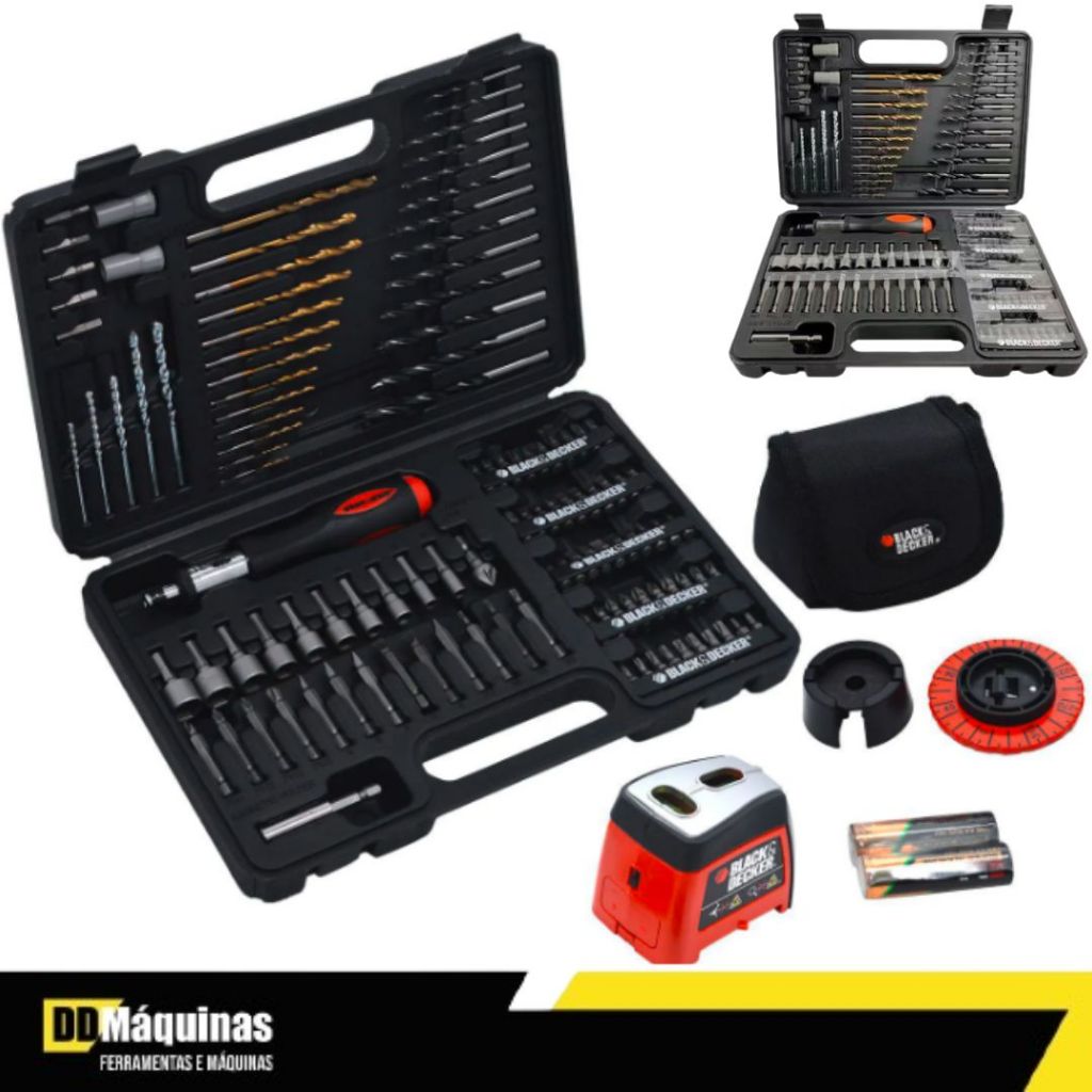 Kit Acessórios 115 Peças Para Furar e Parafusar Com Nivel a Laser - Black e Decker - Home & Living