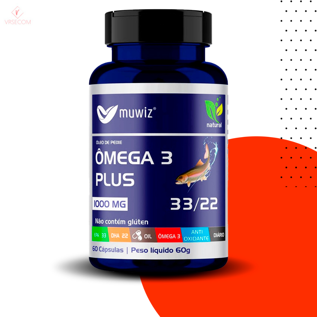 Ômega 3 Plus Muwiz 33/22 Óleo de Peixe 1000MG 60 Cápsulas