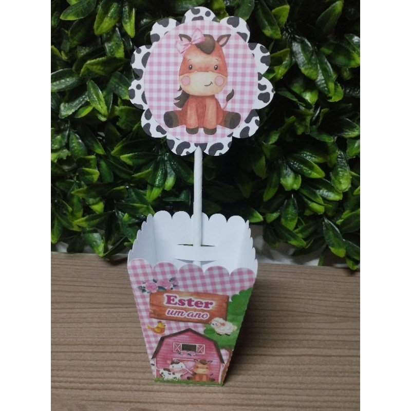 Centros de mesa fazendinha ( PEGUE E MONTE )kit personalizados de centros de mesa fazendinha rosa para lembrancinha