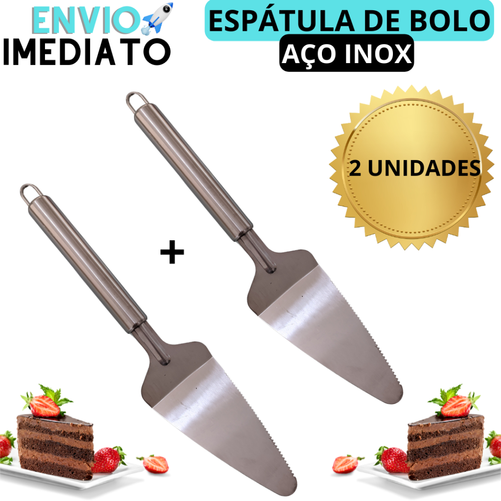 KIT 2 Espátula Para Cortar Bolo Torta Pães Pudim Pá de Servir Pizza Fatiador de Bolos Espátula de Fatiar Aço INOX