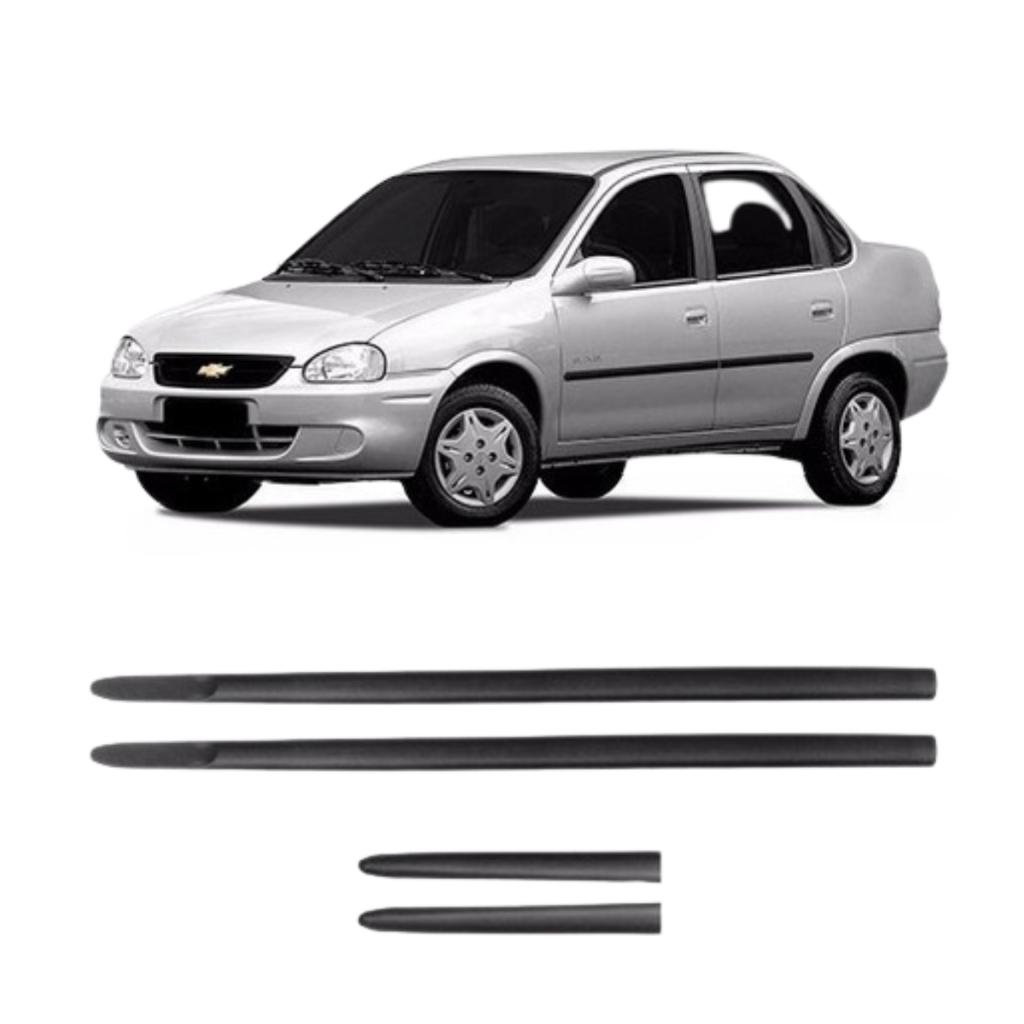 Friso Lateral Corsa 1999 em diante 4 Portas 4 Peças Largo