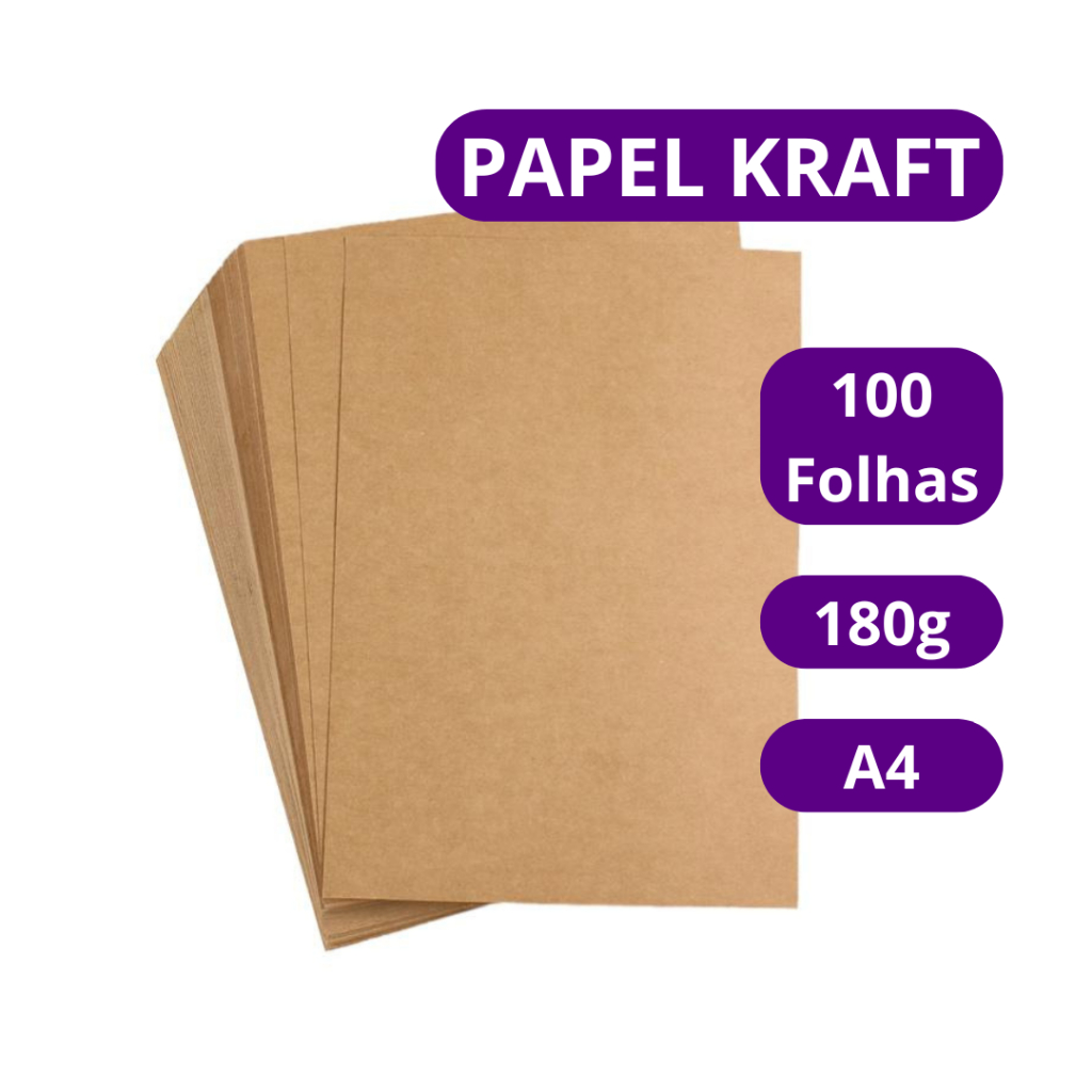 100 Folhas Papel Kraft A4 180g 210mm x 297mm em Oferta na Shopee