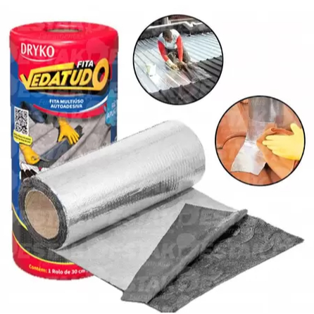 Manta asfáltica 30 cm x 10 m Rolo auto adesiva aluminizada multiuso Dryko Vedatudo Impermeabilizaçao em Oferta na Shopee