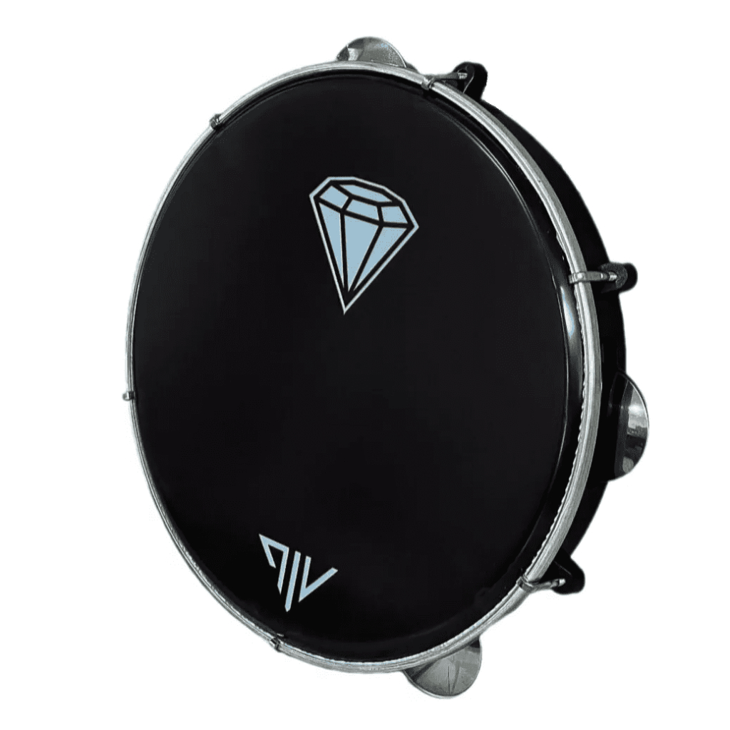 Pandeiro Vip 10 Polegadas Pele Leitosa Diamante Abs Platinelas Inox pr