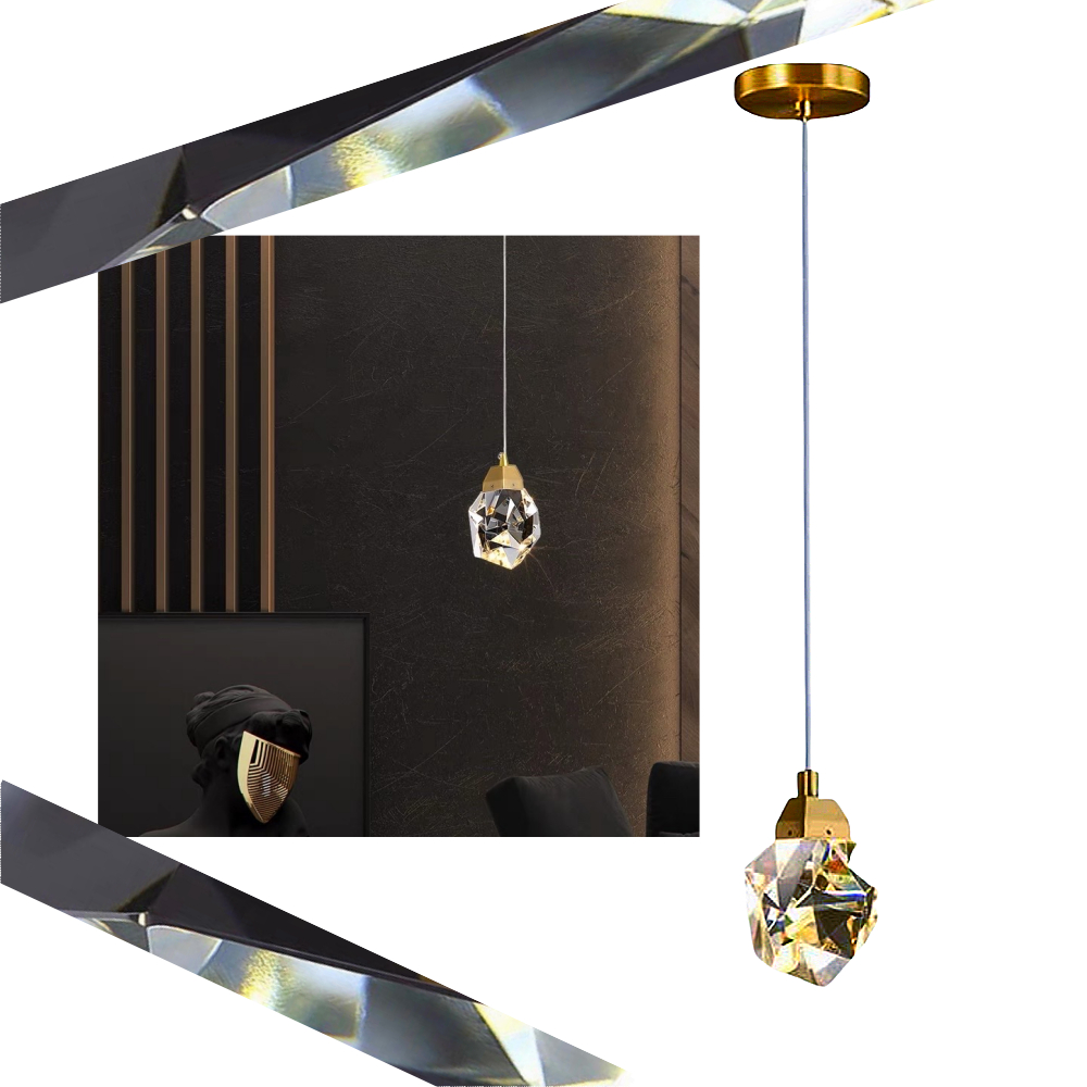 Pendente Cristal Pedra K9 Moderno Luxo Cabeceira Canto Bar Lavabo