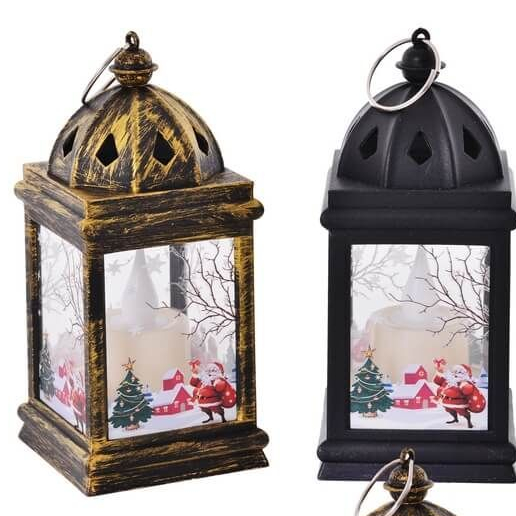 Enfeite Decorativo Mini Lamparina Natalina Com Vela De Led